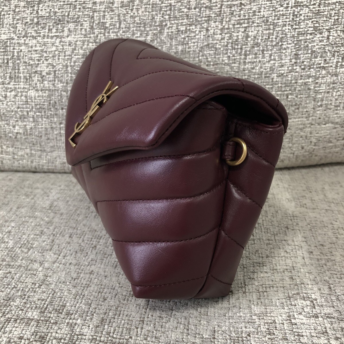 NEW SAINT LAURENT YSL MONOGRAM LOULOU TOY BAG IN BURGUNDY QUILTED