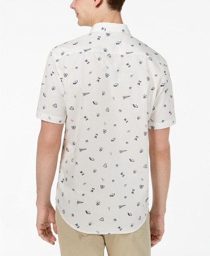 American Rag Men's Cryptic Ditzy Printed Shirt White Medium - Picture 2 of 3