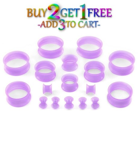 Pair 26MM-40MM SILICONE EARSKIN TUNNELS Double Flare Gauges Ultra Thin Ear 1017 - Picture 46 of 85