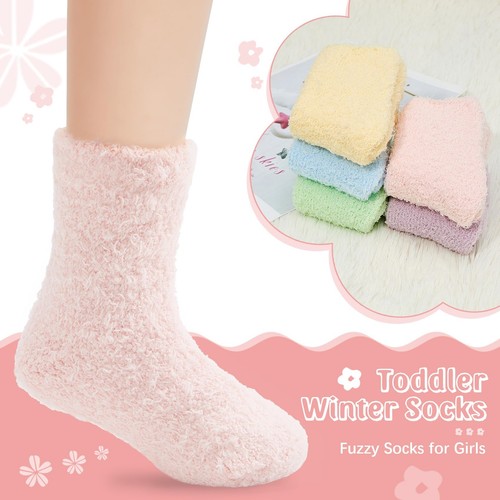 Kids Fuzzy Socks for Girls Toddler Slipper Socks for Kids Warm Winter Cozy So... - Picture 3 of 5