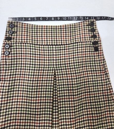 J Crew Women's Wool Multicolor Plaid A Line Button Pleated Midi Skirt Size 0 - Bild 10 von 13