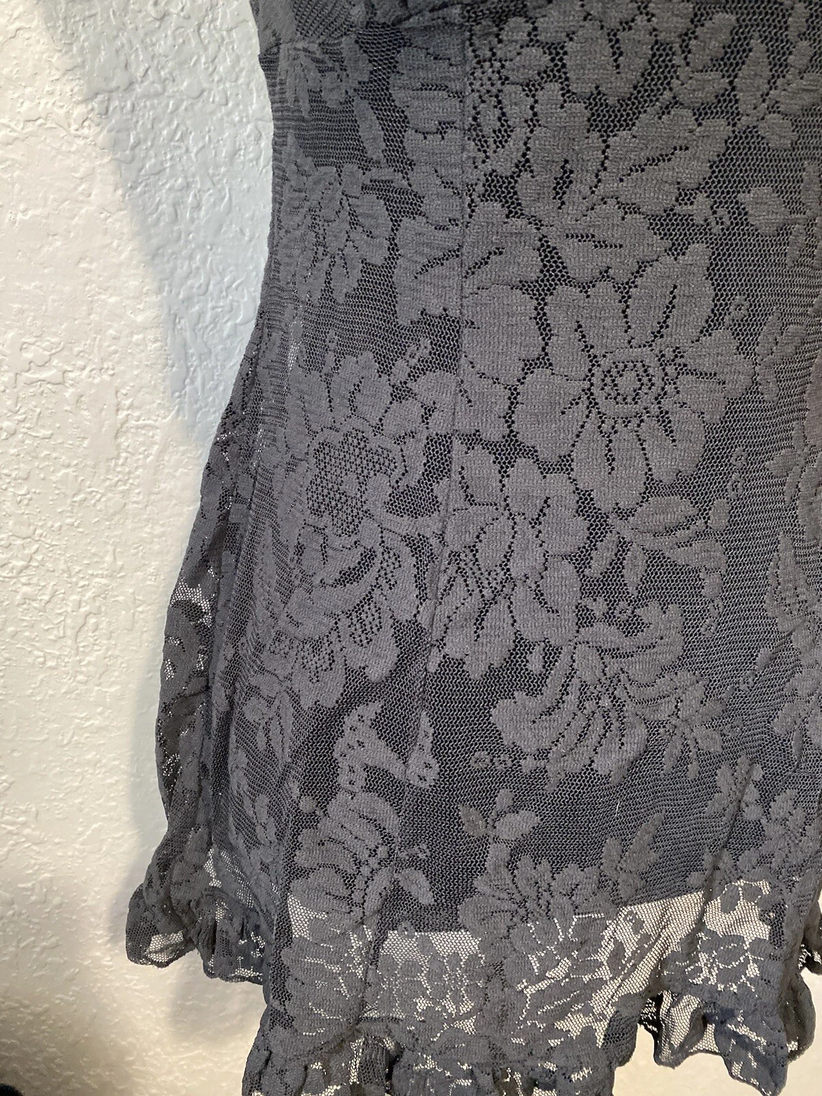 UNDERCOVER Abito da notte vintage Victoria's Secret nero elasticizzato in pizzo cravatta taglia media