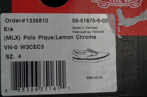 VANS Era Polo Piquet/Lemon Chrome Unisex Eu 35.5 UK 3 Classic VN0W3CEV3 - Bild 8 von 8