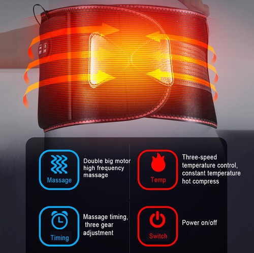 Heizkissen Therapie Vibrationsmassage Taille Wickelgürtel niedriger Rücken Bandage Schmerzlinderung - Bild 2 von 12