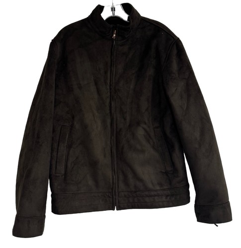 New $150 Alafani City British Brown Faux Suede Faux Fur Lined Jacket Coat Sz M - Picture 1 of 6