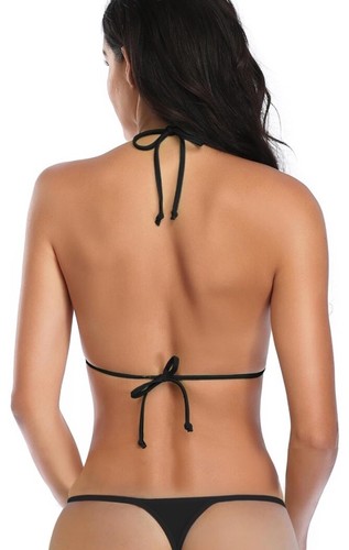 SHERRYLO Micro Bikini Extremo Tanga Tanga Bikini L Nuevo con Etiquetas Negro Sexy Mini - Imagen 2 de 3