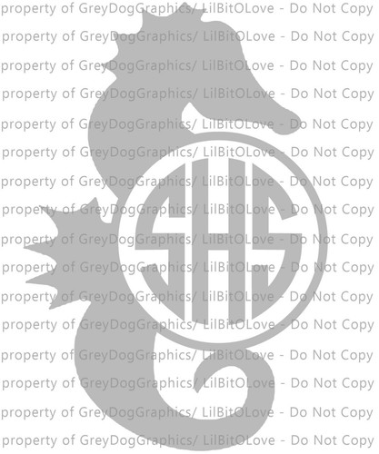 Individueller Seepferdchen Yeti Größe Monogramm Aufkleber Ihre Initialen 3 Buchstaben Sticker Meer - Bild 18 von 21