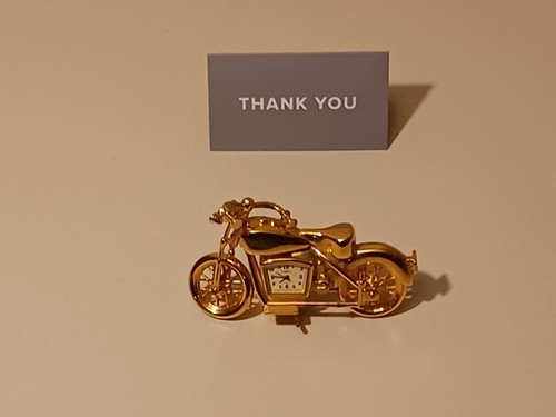 Timex Mini Motorcycle Gold Brass Novelty Clock Timex 4" x 2 1/2" Vintage