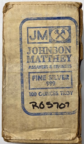 100 oz Silver Bar - Johnson Matthey (Pressed) .999 Fine