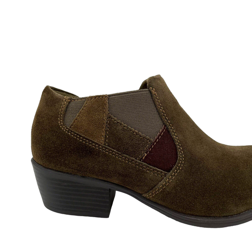Earth Origins Womens Christine Ankle Bootie Size 7.5 Olive Suede Leather Upper - Picture 3 of 16