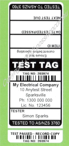 1000 CUSTOM BLACK Printed Electrical Adhesive Test Tag Labels - Picture 1 of 5