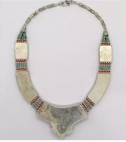 Tibetan silver Necklace Turquoise Coral bead mala handmade , N2b - Imagen 2 de 2