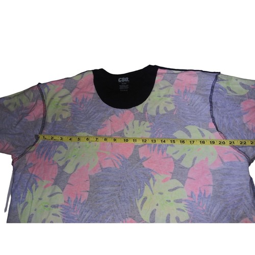 CSG Men's Neon Hawaiian Tropical Leaf Short Sleeve Tee Shirt Size 2 XL - Picture 5 of 7