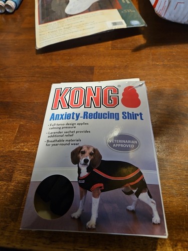 KONG Anxiety- Reducing Dog Shirt Size XX-Small, Black and Red with Box