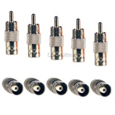 10 Pack BNC Female RCA Male Coax Adapter for CCTV Security Camera Connection 1L1