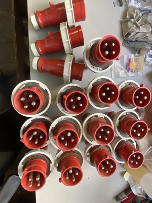16x Mennekes CEE Plug 16A 400V 5 Pin Red IP44 Industrial Plug Used