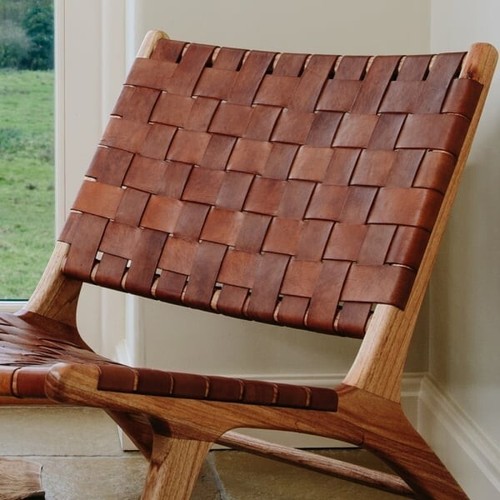 Handmade Scandinavian midcentury leather lounge chair solid walnut wood - Picture 2 of 3