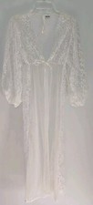 Bernette New York Vintage Peignoir Robe Cover Gown Lace White Lingerie Sz Lrg