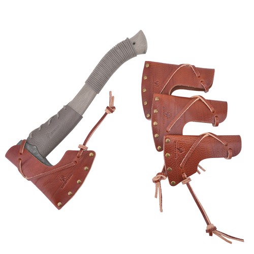Brown Leather Hatchet Axe Head Cover Sheath , Leather Axe Hatchet Protectors - Foto 12 di 47