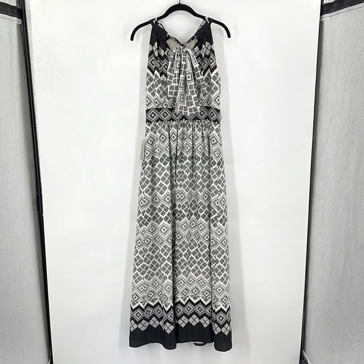 ELIZA J Halter Neck Scarf Maxi Dress Geometric Print BNWT Size 6 | eBay