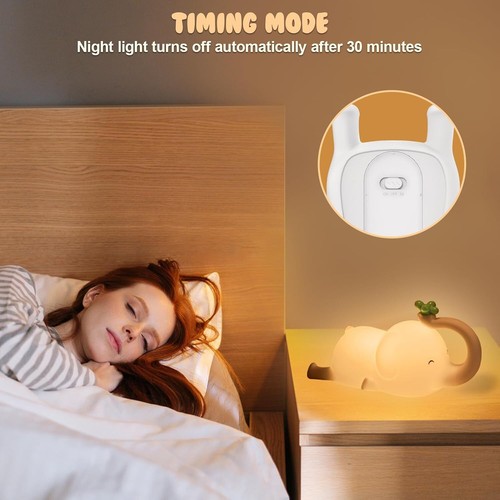 Cute LED Elephant Night Light Silicone Dimmable Nursery Light Touch Lamp for Kid - Picture 5 of 22