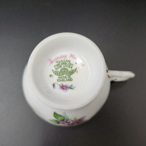 Tuscan Tea Cup & Saucer Birthday Flowers February's Violet English Bone China - Picture 11 of 13