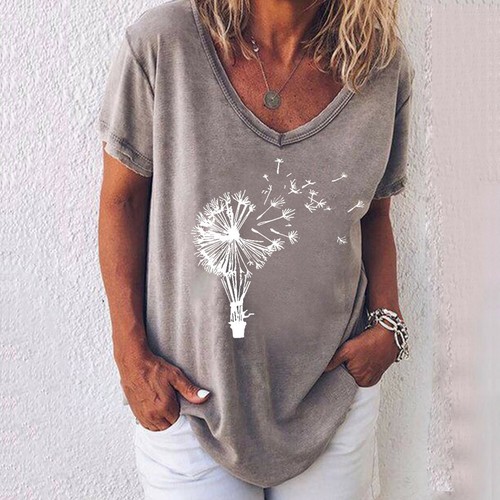 Plus Womens Summer Shirt Blouse Ladies Dandelion Baggy Loose Tops T-shirts - Picture 4 of 15