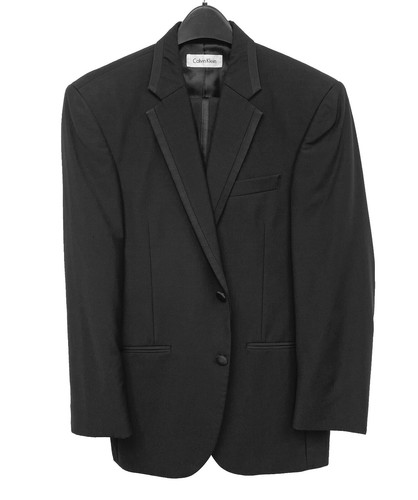 Men's Black Calvin Klein Tuxedo Jacket with Flat Front Pants Faille Trim 40R 34W - Picture 1 of 5