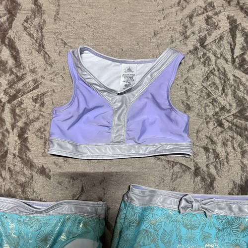 Disney Store girl size 7/8 Ariel Swimsuit Skirt Deluxe 3 pc Little Mermaid tail - Picture 4 of 10