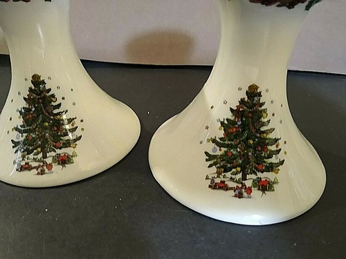 Christmas in the park Candlesticks pair sold as one lot - Picture 2 of 6
