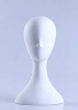 Female Adult Matte White Fiberglass Abstract Mannequin Head Display (2 Pack)