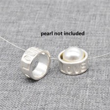 2pcs of 925 Sterling Silver Love Ring Bead Frames Fit 8mm Pearl for Bracelet