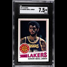 1977-78 TOPPS LOS ANGELES LAKERS KAREEM ABDUL-JABBAR CARD # 1 SGC 7.5