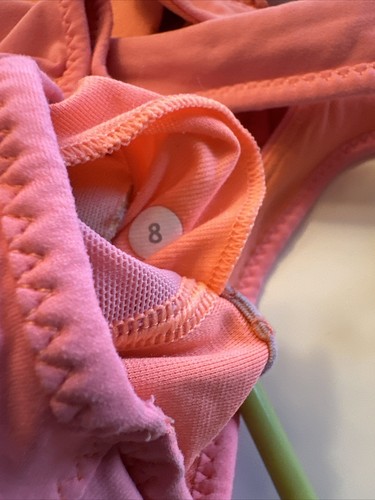 Lululemon Halter Tank Scoop Neck Workout Yoga Built in Bra Top Peach Coral Sz 8 - Picture 6 of 6