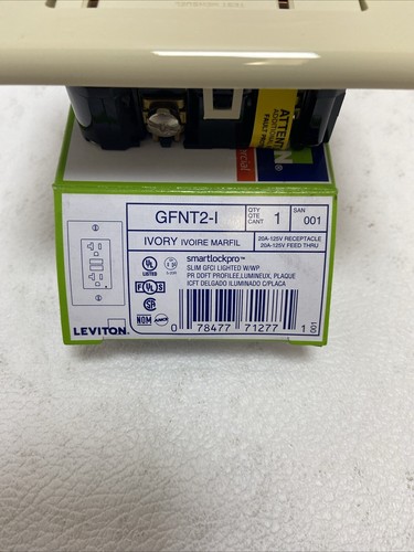 Leviton Elfenbein Selbsttest GFCI Steckdose mit Wandplatte, 20A, GFNT2-I - Bild 2 von 2