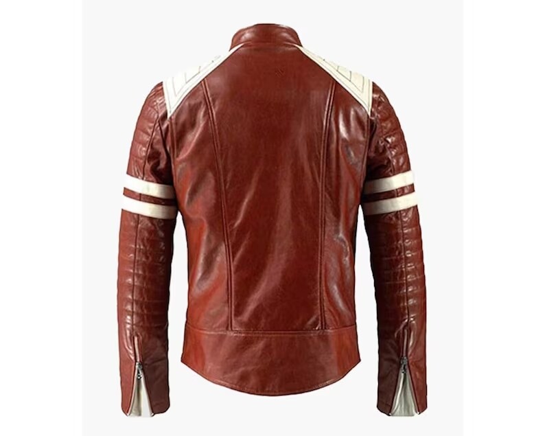 Brad Pitt Fight Club Tyler Durden Mayhem Red Quilted Real Leather