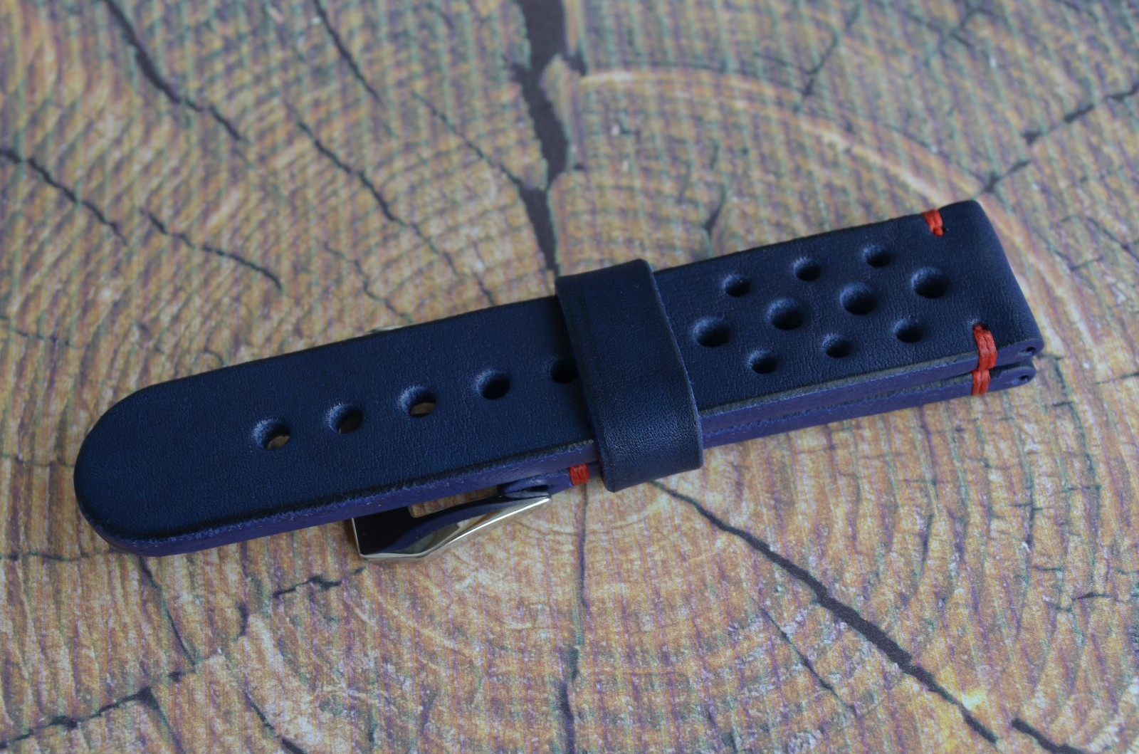 Blue leather watch Rally strap 20mm, 21mm, 22mm, 23mm, 24mm, handmade ...