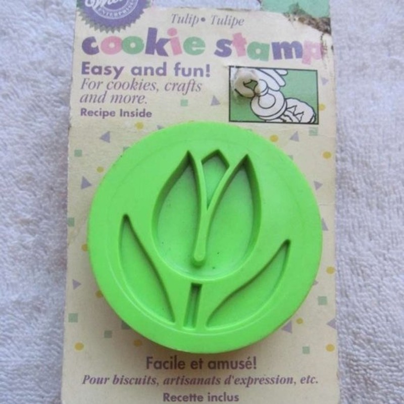 Wilton Spring Tulip Cookie Stamp Green Plastic 1997 Decorating Baking Mold Fun