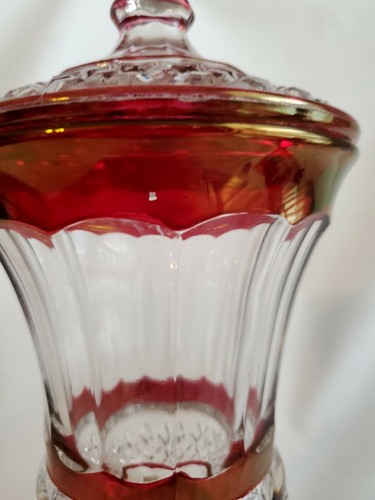 Vintage Westmoreland Wakefield 13" Ruby Flashed Urn Compote With Cover Beautiful - Picture 2 of 9