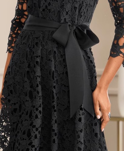 Size 20W PLUS Ashro Black Luana Lace Dress Dinner Date - Picture 3 of 14