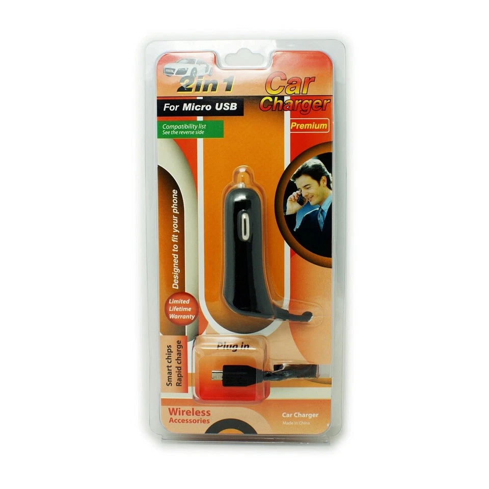 Black Color Heavy Duty 2.1 Amp Auto Car Charger DC Adapter Extra USB Connector - Image 2 of 2