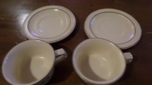 Set of 2 Vintage Pfaltzgraff Village Pattern  Coffee 2 Tea Cup and 2 Saucer 4PC