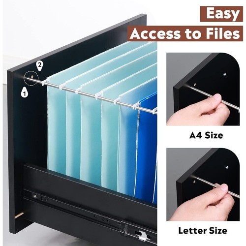3 Drawer Wood Mobile File Cabinet Rolling Filing Cabinet for Letter/A4 Size - Picture 5 of 8
