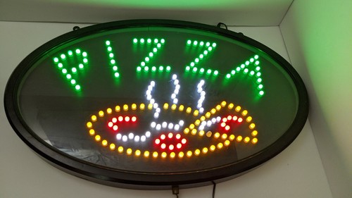 Vintage Lighted LED Pizza Animated Business Sign Window Man Cave  - Picture 2 of 9