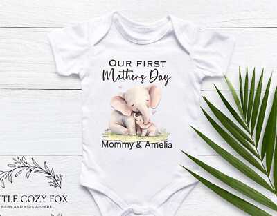 Personalized Elephant Mother's Day Shirt Perfect for First Time Moms & Babies