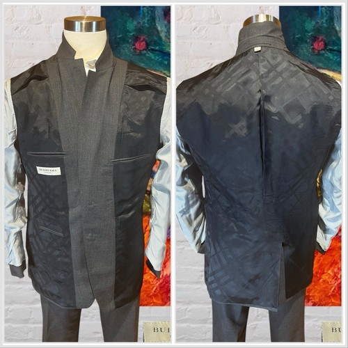 Burberry London 46R 37x31 Gray Nailhead 2 Piece Designer Suit Modern - Picture 9 of 16