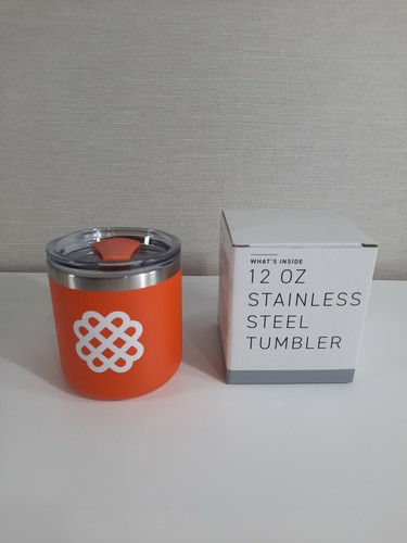 Spark 12oz Tumbler Stainless Steel Orange Insulated Wine Drink Clear Lid NIB - Picture 1 of 9