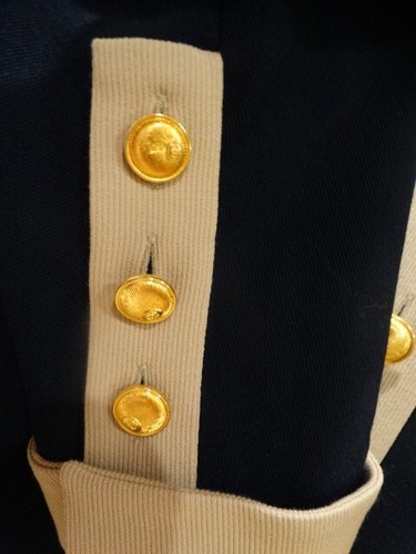 Classic CHANEL Navy & Beige Block Color Button Feature Crepe Pant Suit , Size 10 - Picture 3 of 10