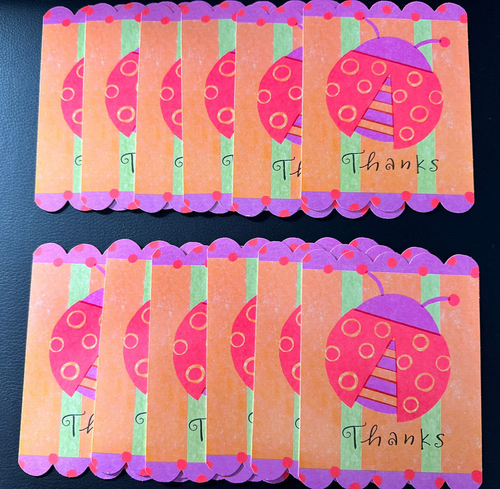 Sello Notas en Blanco Lady Bug GRACIAS Blanco De Colección 12 Tarjetas + Sobres - Imagen 4 de 5