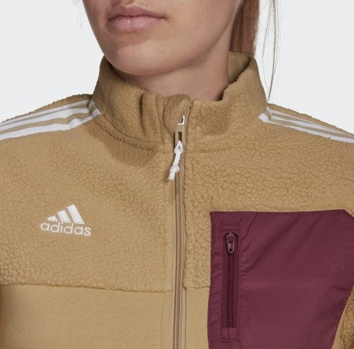 Adidas Women's Tiro Winterized Fleece Full Zip Track Jacket Size M Beige NWT - Picture 7 of 8